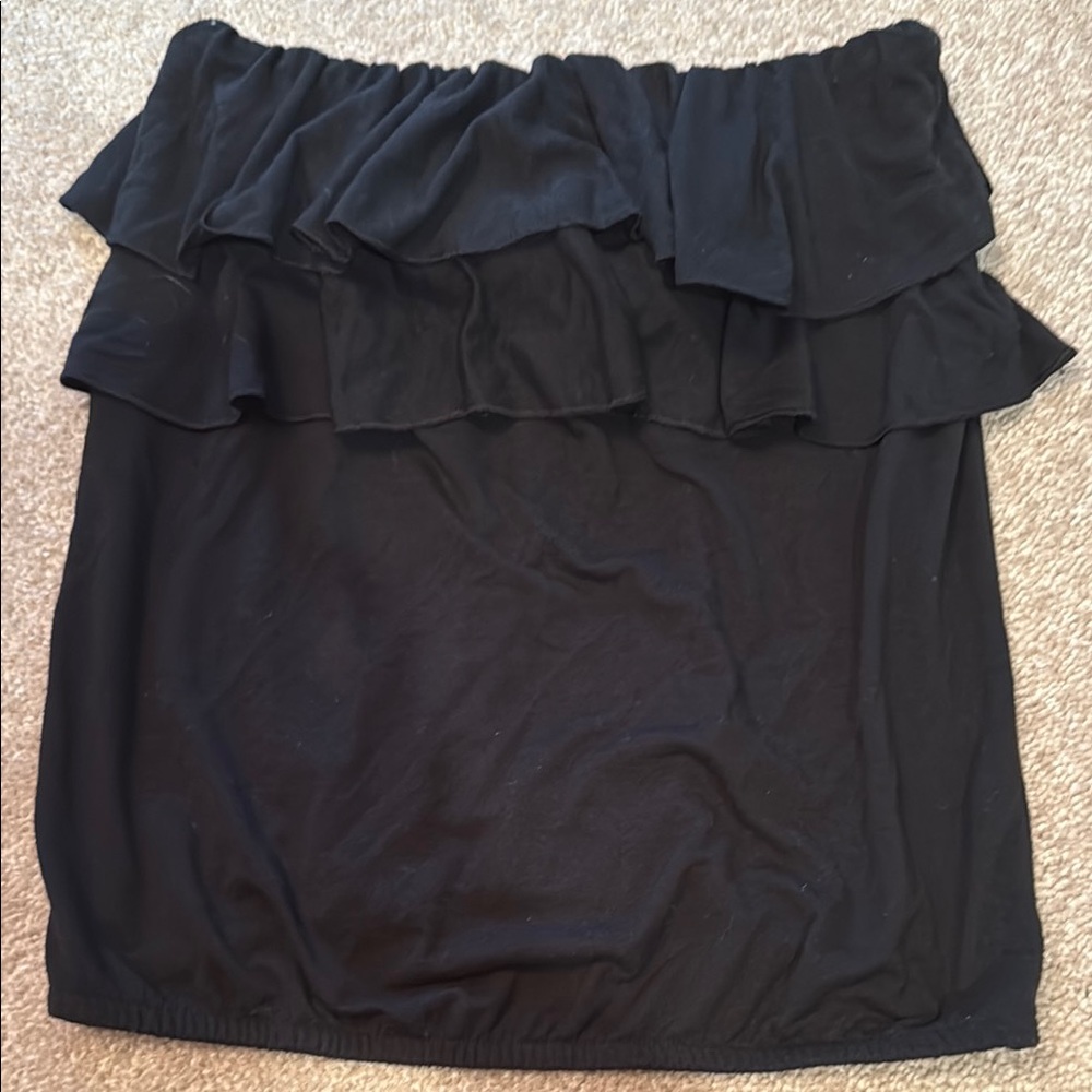 American Eagle Outfitters Classic Black strapless top with ruffles